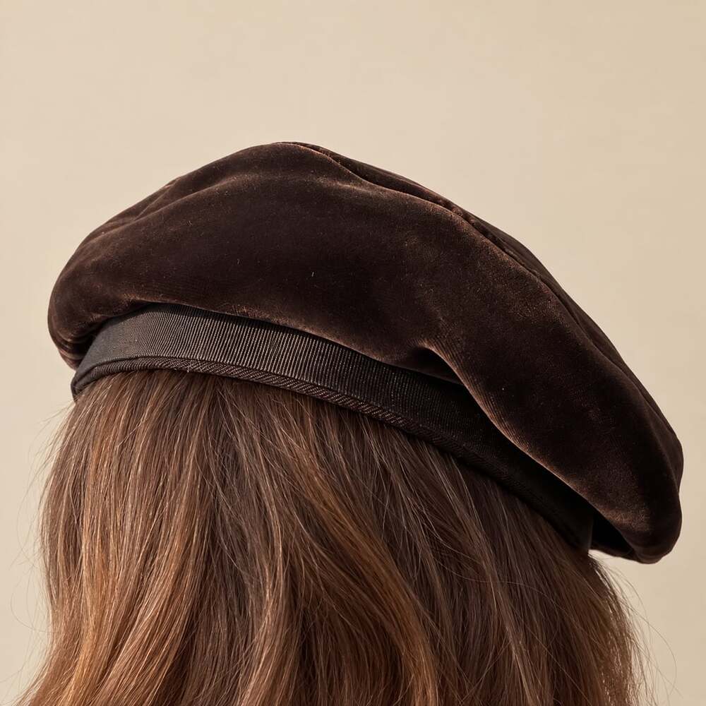 Ferncroft Brown Velvet Beret Size Medium